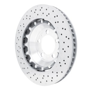 Porsche 911 Brake Rotor (1) - Front Right - R1 Concepts - Drilled Carbon Alloy GeoMET - `13-`19